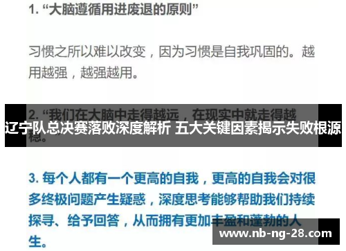 辽宁队总决赛落败深度解析 五大关键因素揭示失败根源